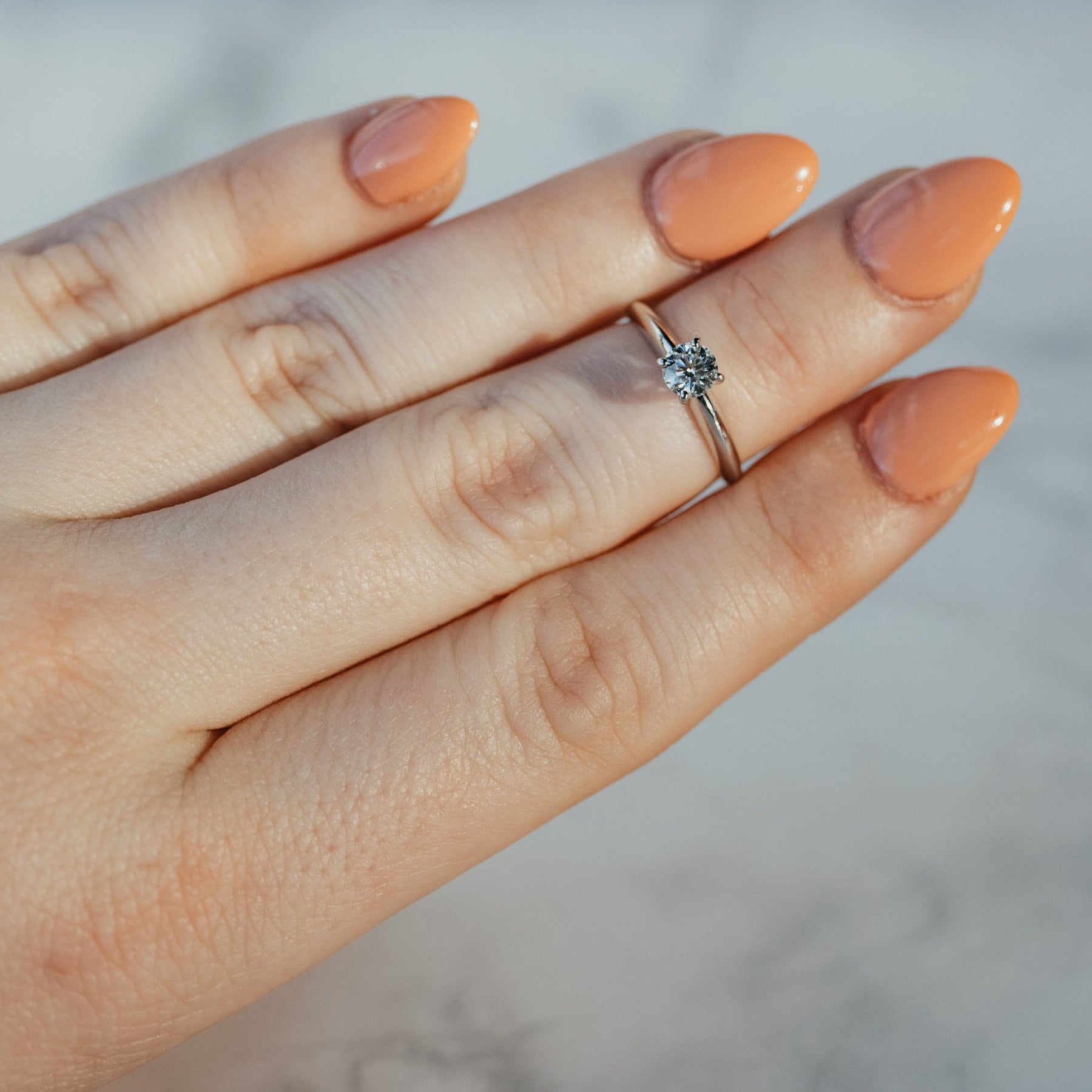 Round Brilliant Cut Diamond Solitaire White Gold Ring