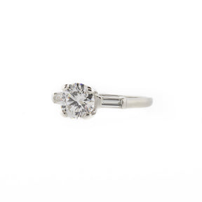 Art Deco Three Stone Round Brilliant & Baguette Diamond Ring