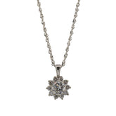 -Floral Diamond Cluster Pendant Necklace