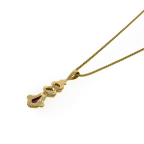 -Rhodolite, Citrine & Spessartite Pendant With Yellow Gold Chain