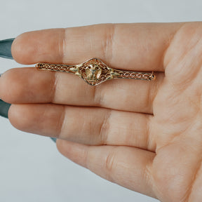 Long Latice 14K Yellow Gold Sorority Pin