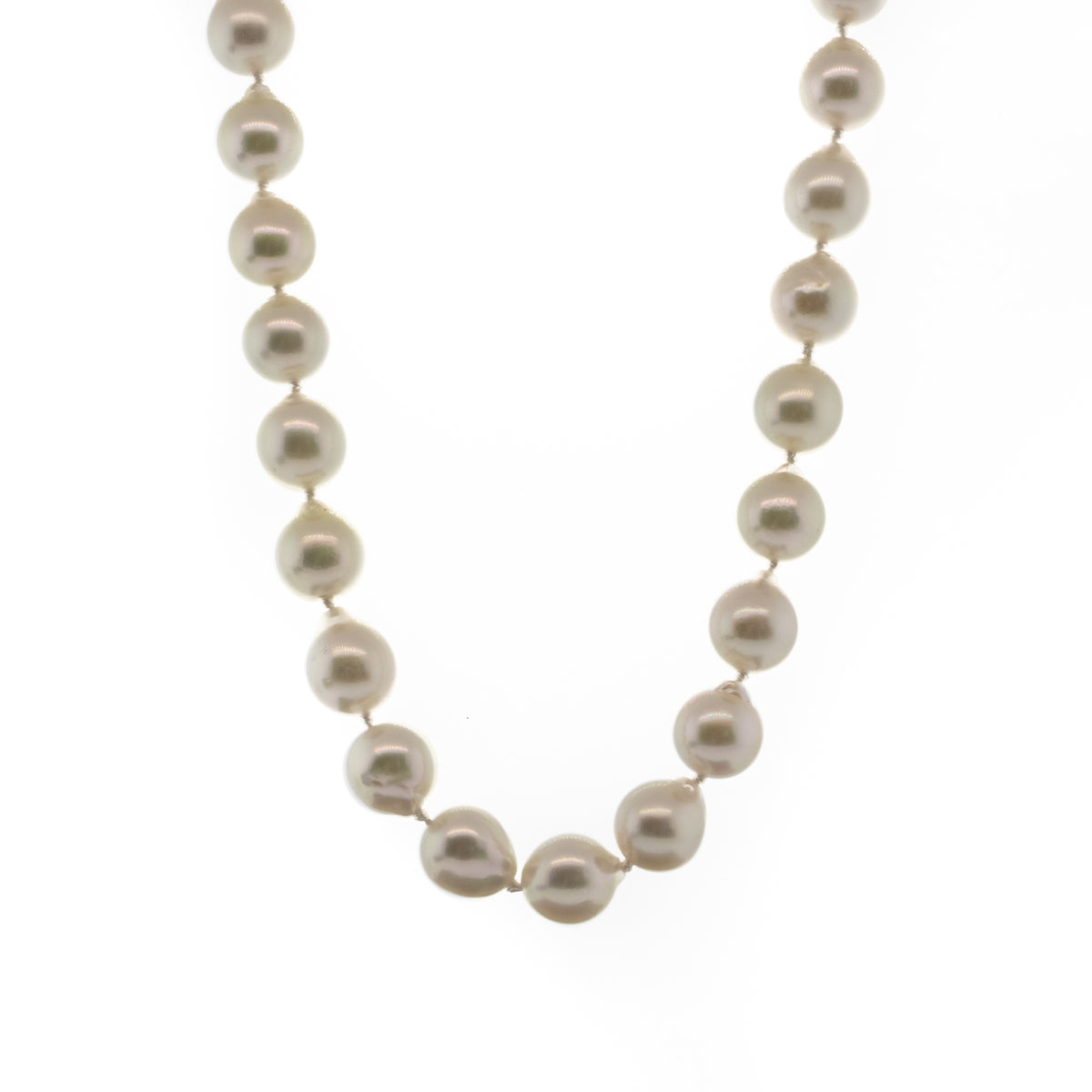 -Akoya Pearl Necklace With White Gold & Diamond Clasp