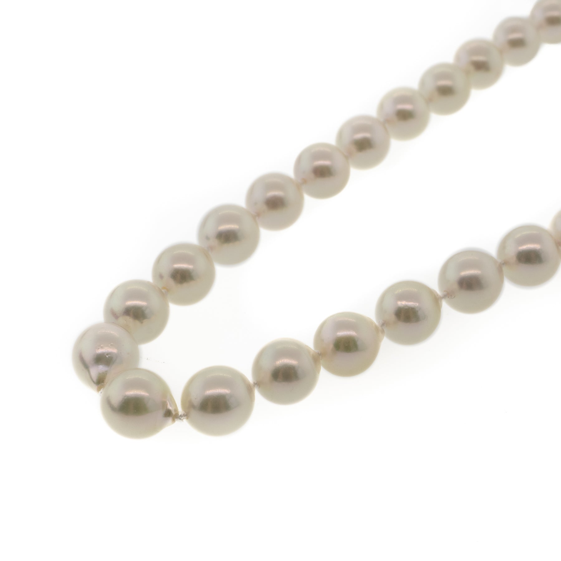-Akoya Pearl Necklace With White Gold & Diamond Clasp
