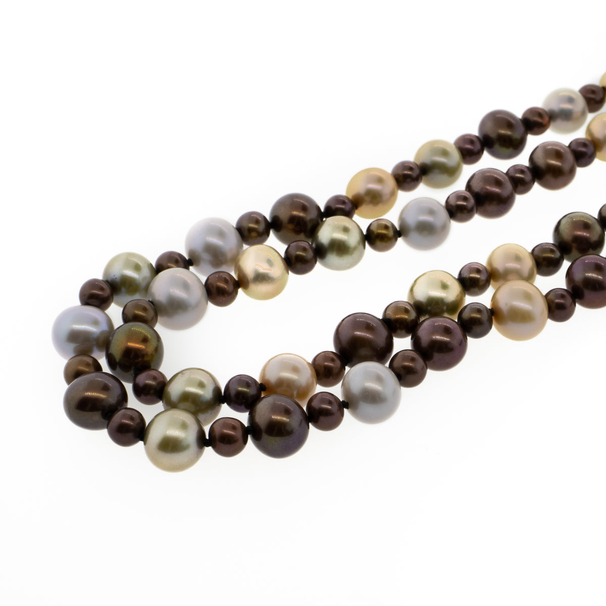 -Double Strand Dyed Brown Freshwater Pearl Necklace