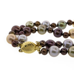 -Double Strand Dyed Brown Freshwater Pearl Necklace