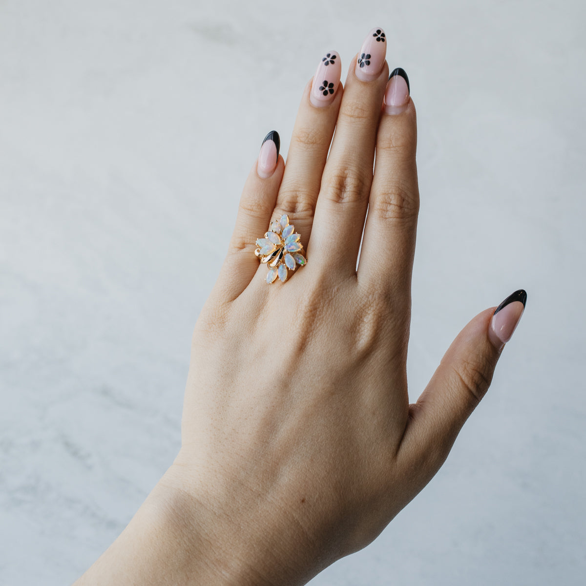 Ethiopian Opal Cluster Ring