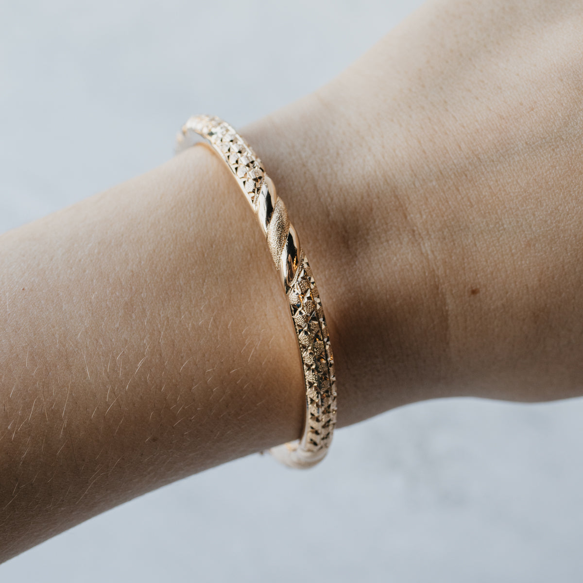 Engraved Hinge Bangle Bracelet