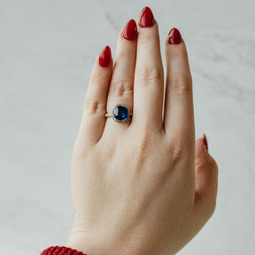 Platinum 3.67ct Sapphire and Diamond Cocktail Ring