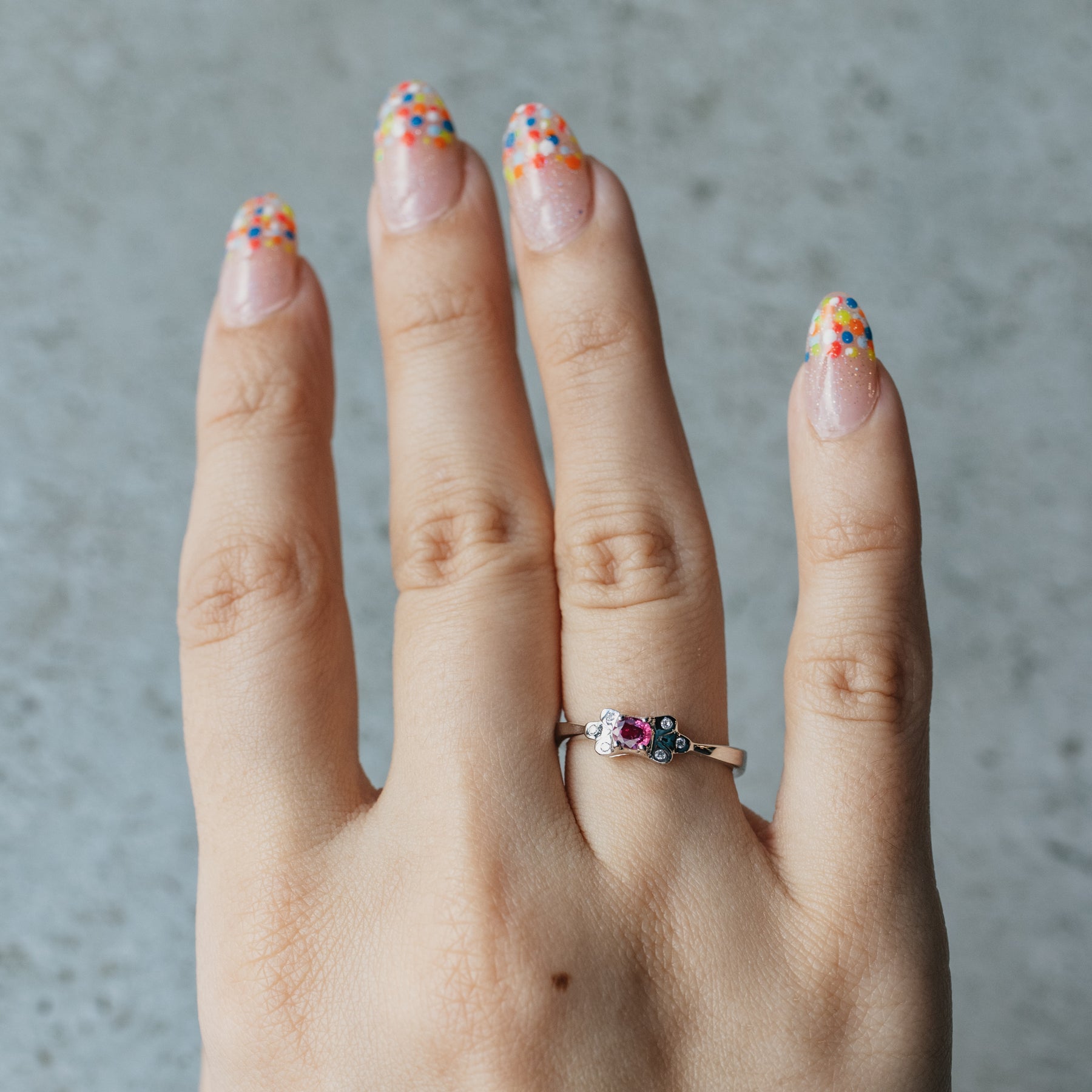 18K White Gold Oval Ruby and Diamond Ring