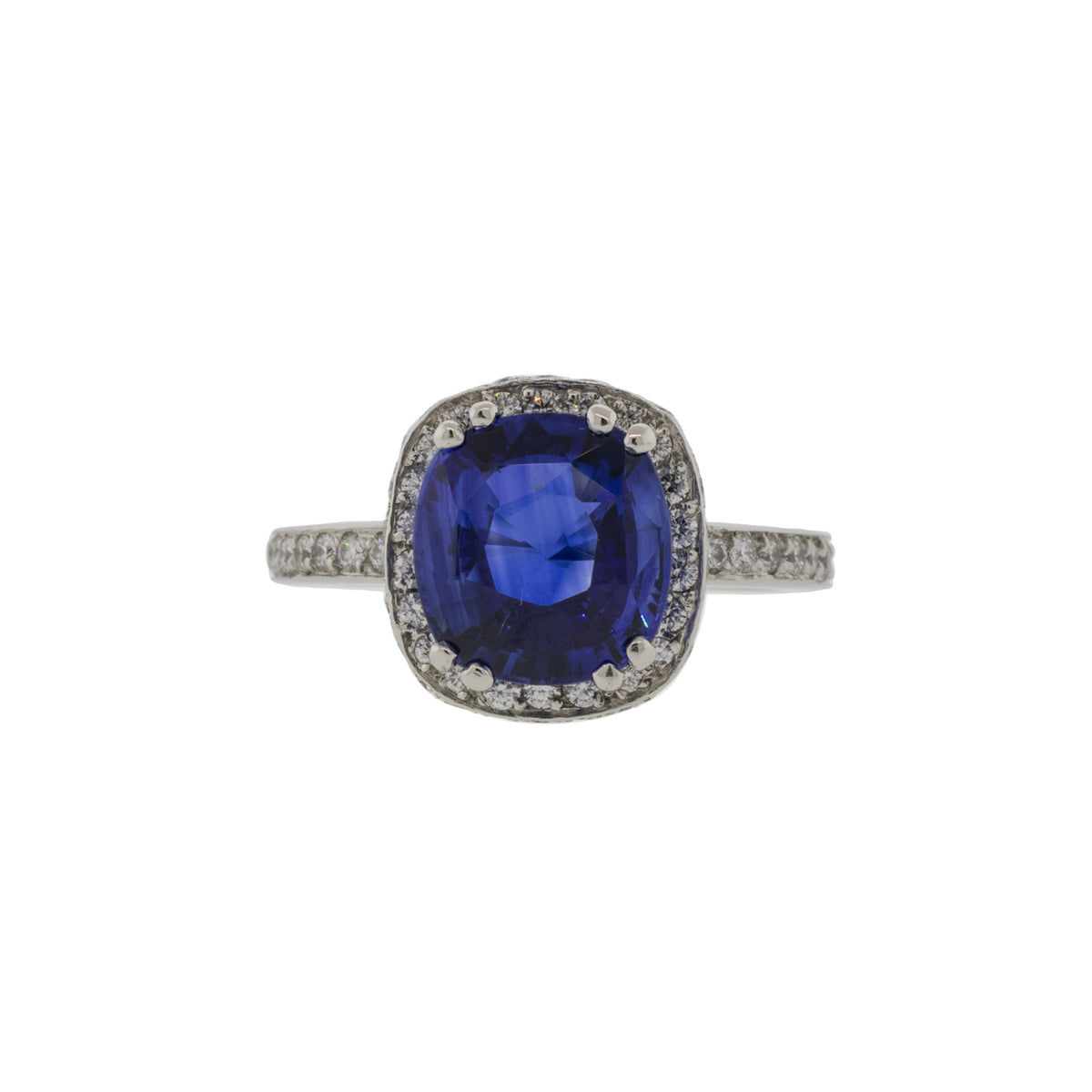 Platinum 3.67ct Sapphire and Diamond Cocktail Ring