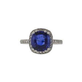 Platinum 3.67ct Sapphire and Diamond Cocktail Ring