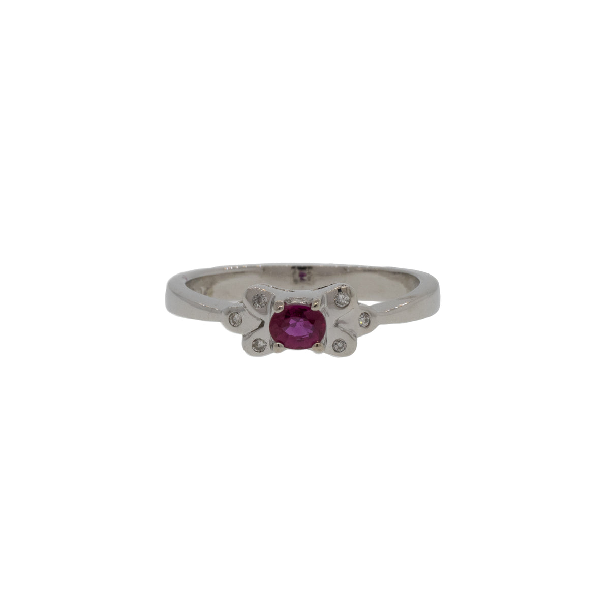 18K White Gold Oval Ruby and Diamond Ring