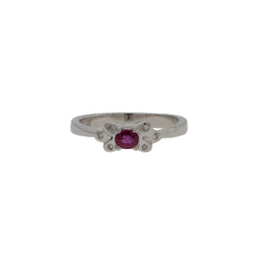 18K White Gold Oval Ruby and Diamond Ring