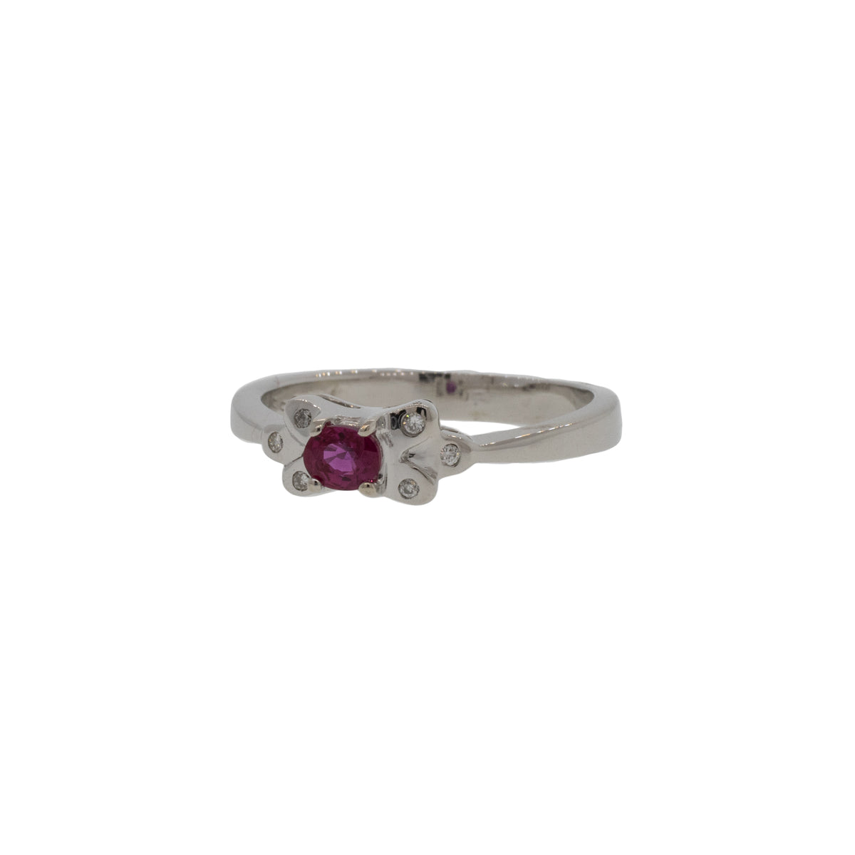 18K White Gold Oval Ruby and Diamond Ring