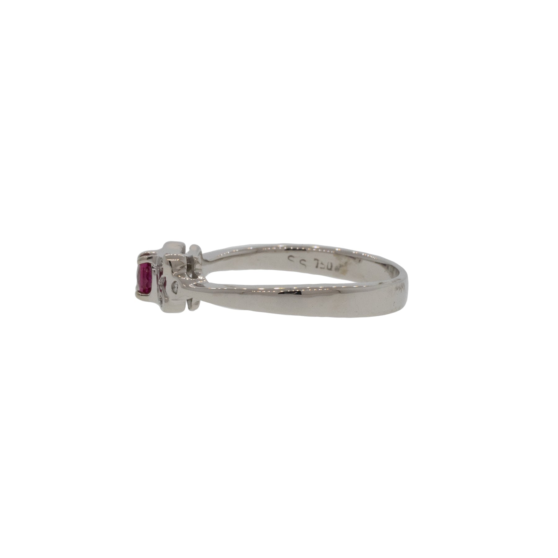 18K White Gold Oval Ruby and Diamond Ring