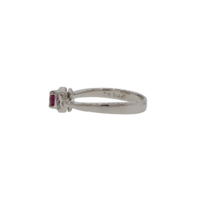 18K White Gold Oval Ruby and Diamond Ring