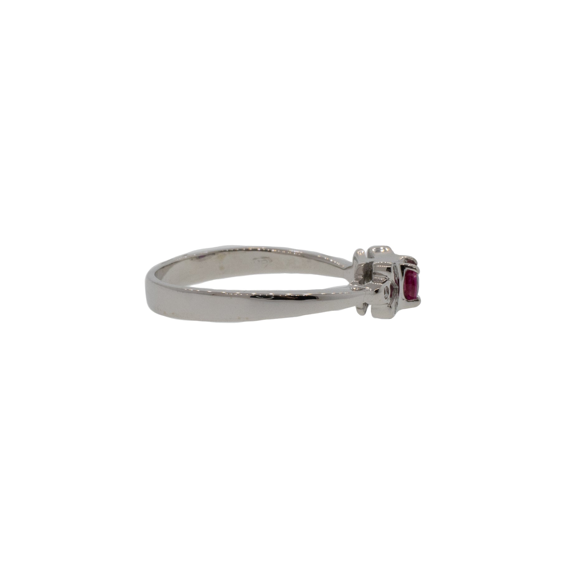 18K White Gold Oval Ruby and Diamond Ring
