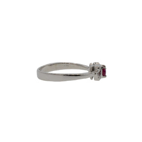 18K White Gold Oval Ruby and Diamond Ring