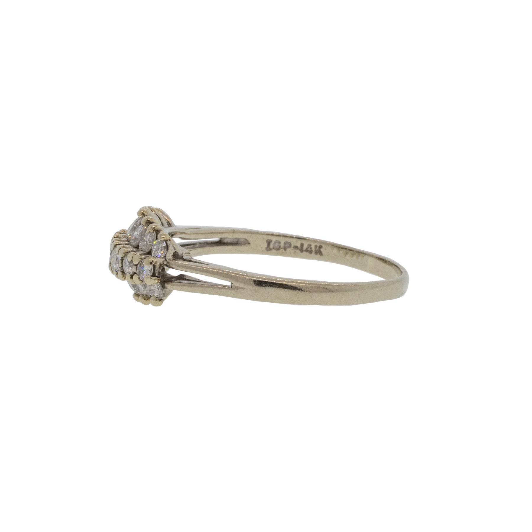 Three Line Diamond and White Gold Ring