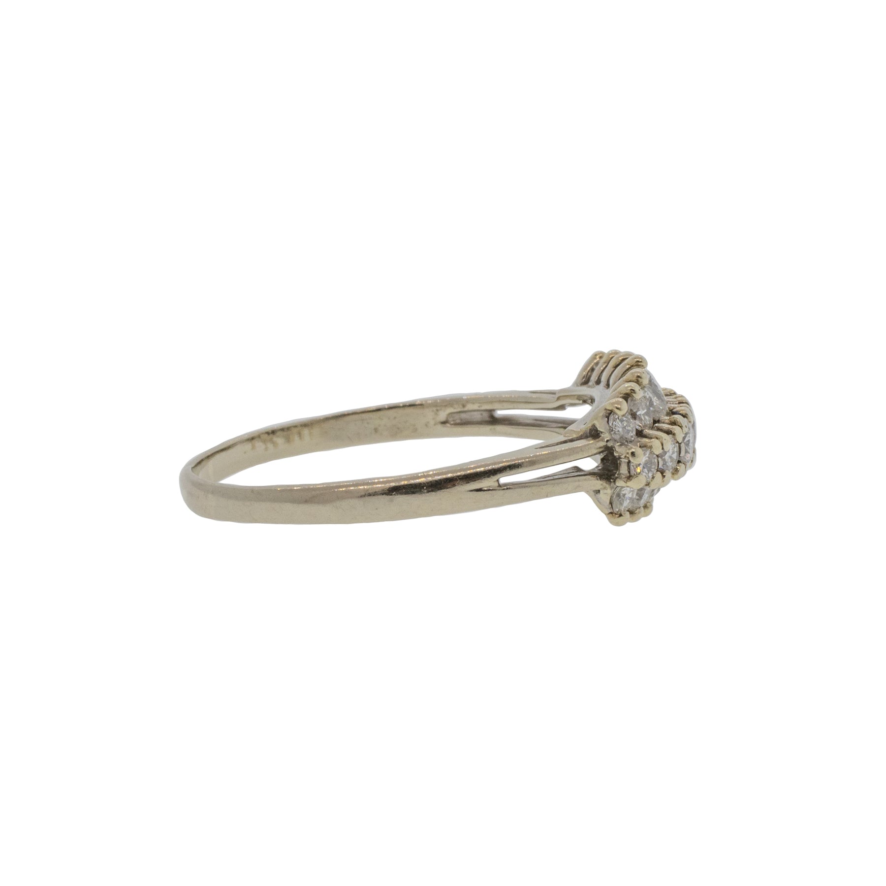 Three Line Diamond and White Gold Ring