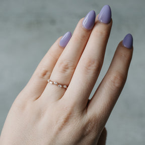 14K Rose Gold Marquise Cut Milgrain Detail Anniversary Band