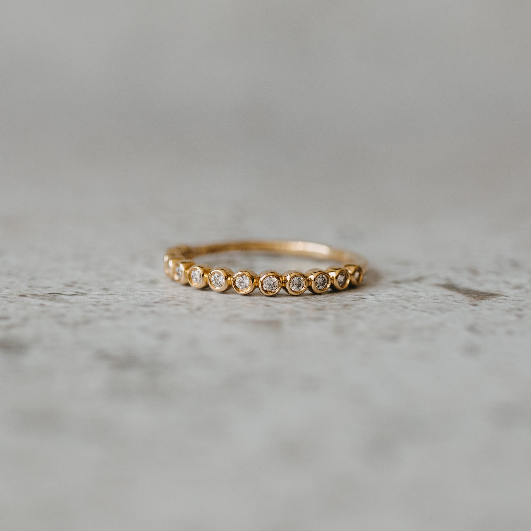 14K Yellow Gold Round Cut Bezel-Set Diamond Anniversary Band