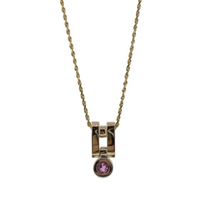 Geometric Pink Sapphire 14K Yellow Gold Necklace