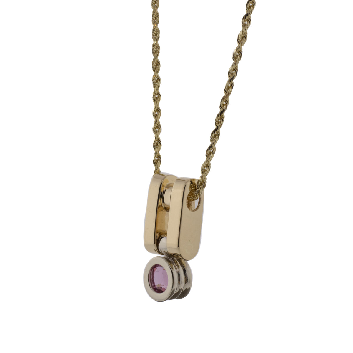 Geometric Pink Sapphire 14K Yellow Gold Necklace