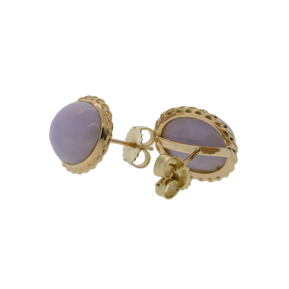 Cabochon Cut Lavender Jade Studs