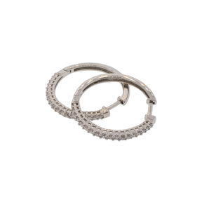 14K White Gold Diamond Hinge Hoops