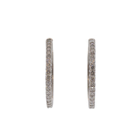 14K White Gold Diamond Hinge Hoops