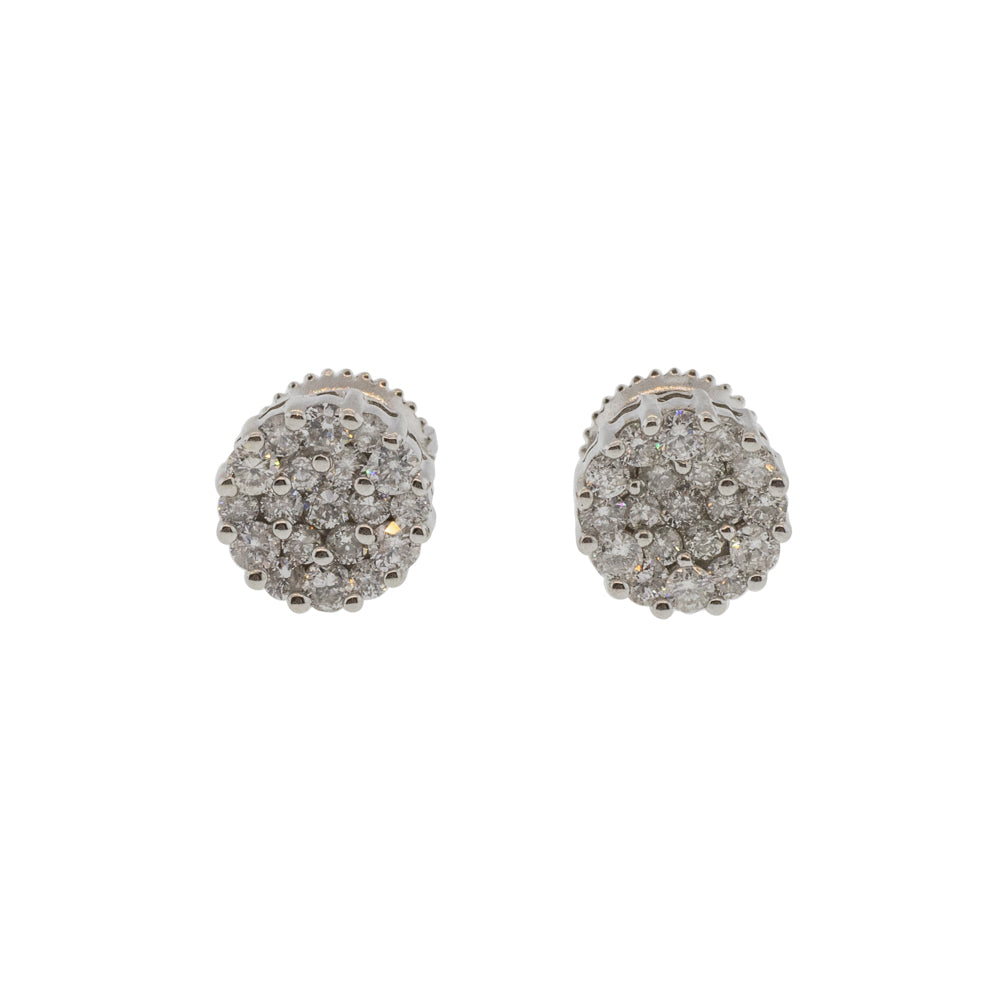 Diamond Cluster Screw Back Earrings