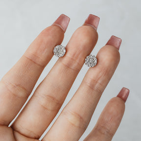 Diamond Cluster Screw Back Earrings