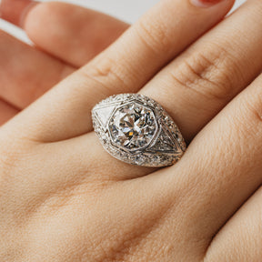 Old European Cut Diamond Antique Platinum Ring
