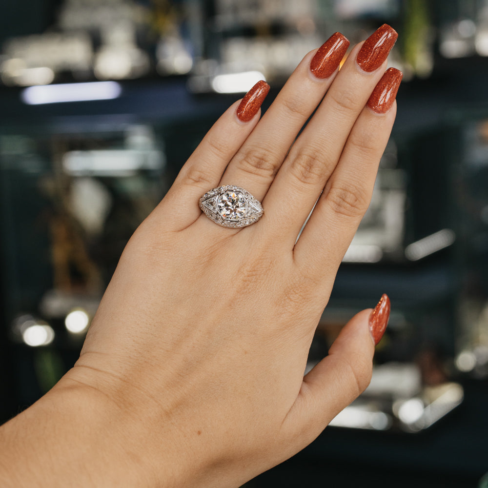 Old European Cut Diamond Antique Platinum Ring