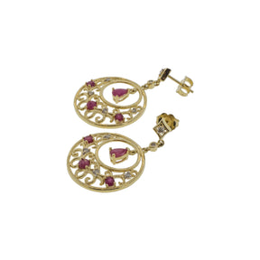 Filigree Ruby and Diamond Disk Earrings