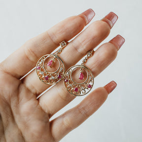 Filigree Ruby and Diamond Disk Earrings