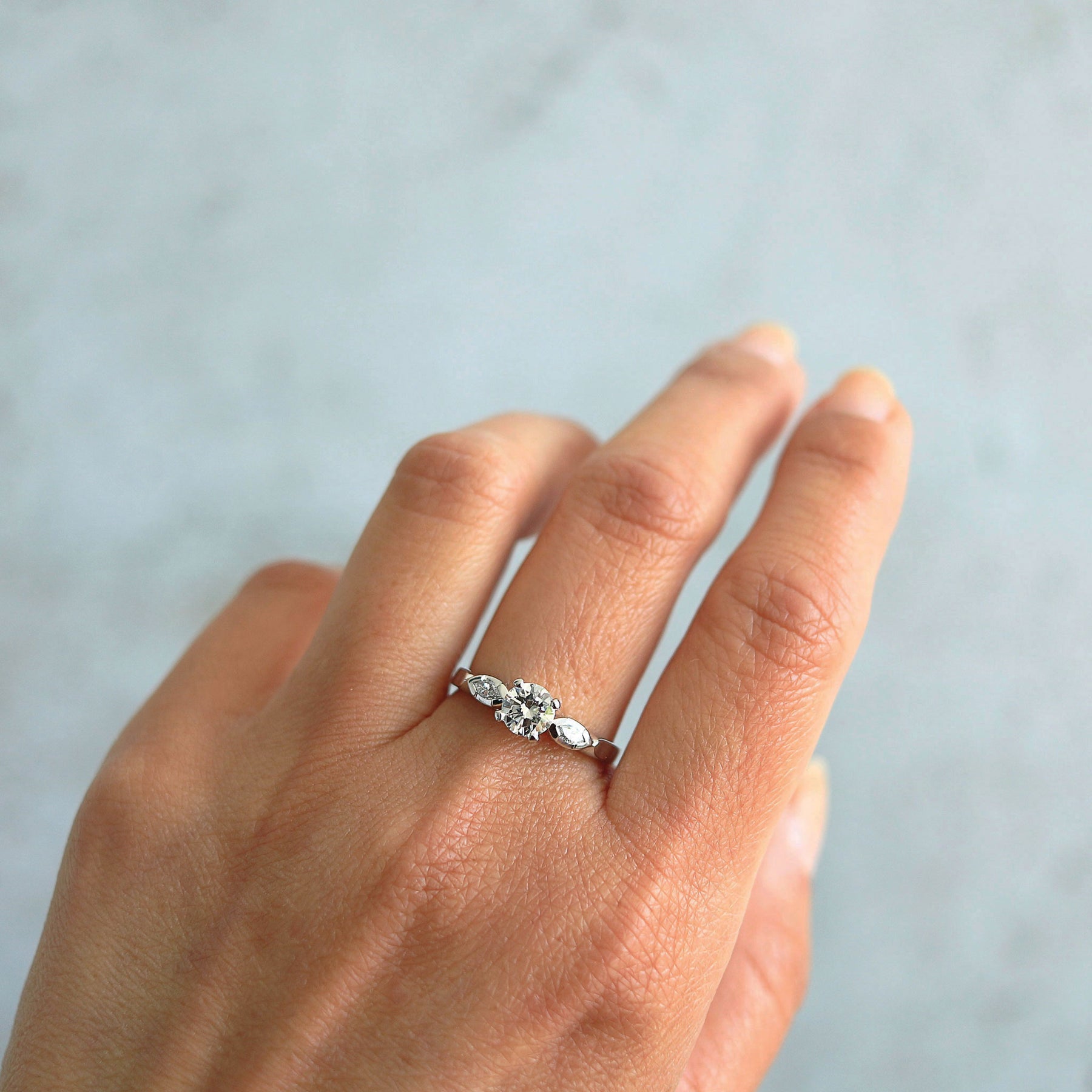 Classic Platinum Three Stone Engagement Ring