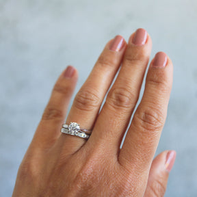 Round Brilliant Cut Diamond & 14K White Gold Wedding Set