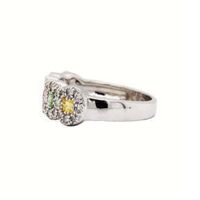 Pastel Sapphire & Diamond Halo Ring