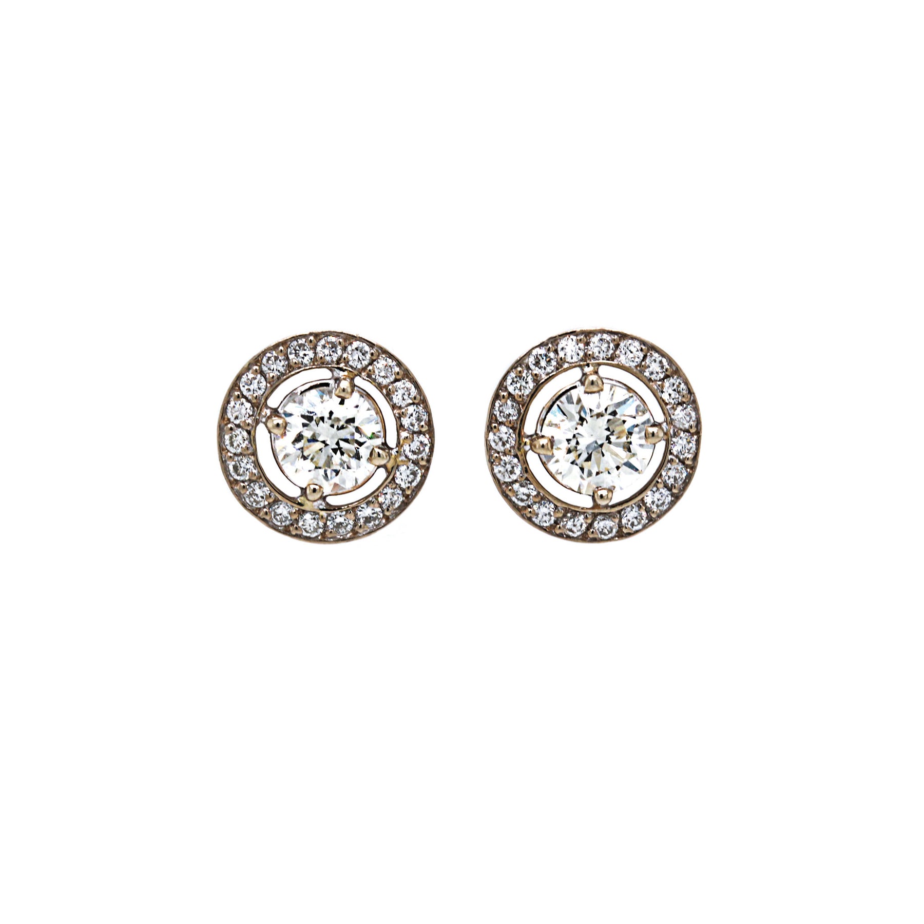 Negative Space Diamond Halo Stud Earrings