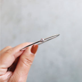 Diamond Solitaire White Gold Bangle Bracelet