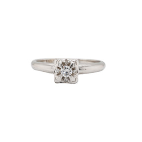 Mid-Century Illusion Diamond Solitaire Ring