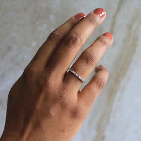 French Set Diamond 14K White Gold Anniversary Band