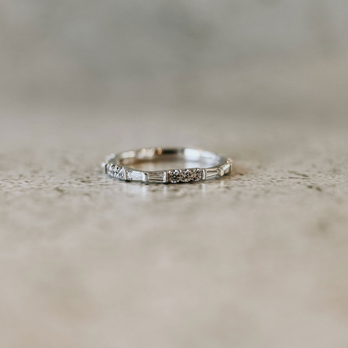 French Set Diamond 14K White Gold Anniversary Band