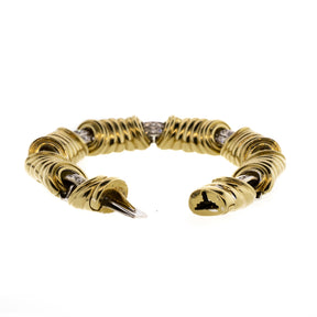Diamond 18K Yellow & White Gold Big Link Bracelet