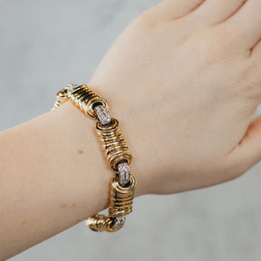 Diamond 18K Yellow & White Gold Big Link Bracelet