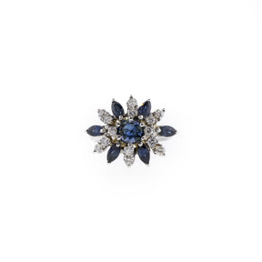 Blue Sapphire & Diamond White Gold Cluster Ring