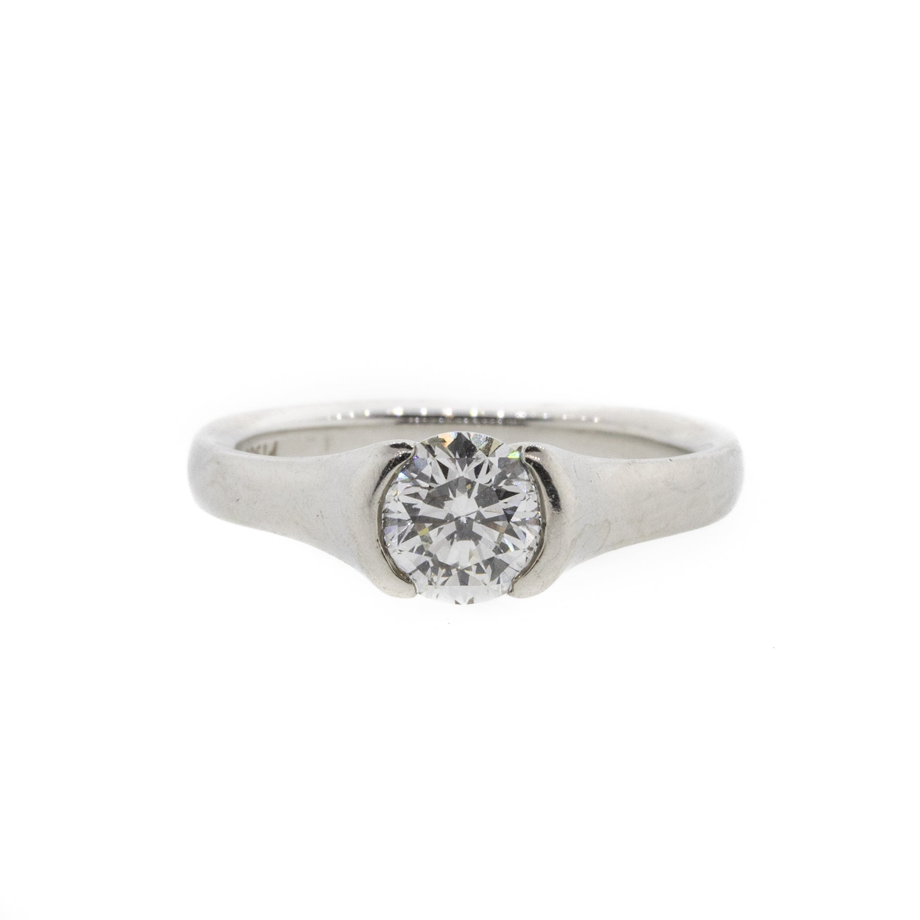 Partial-Bezel Platinum Diamond Solitaire Ring