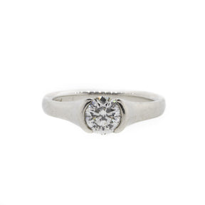 Partial-Bezel Platinum Diamond Solitaire Ring